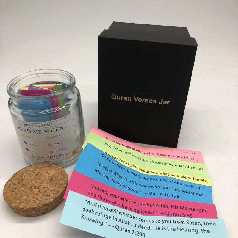 A Quranic verse bottle with 90 inspirational verse notes