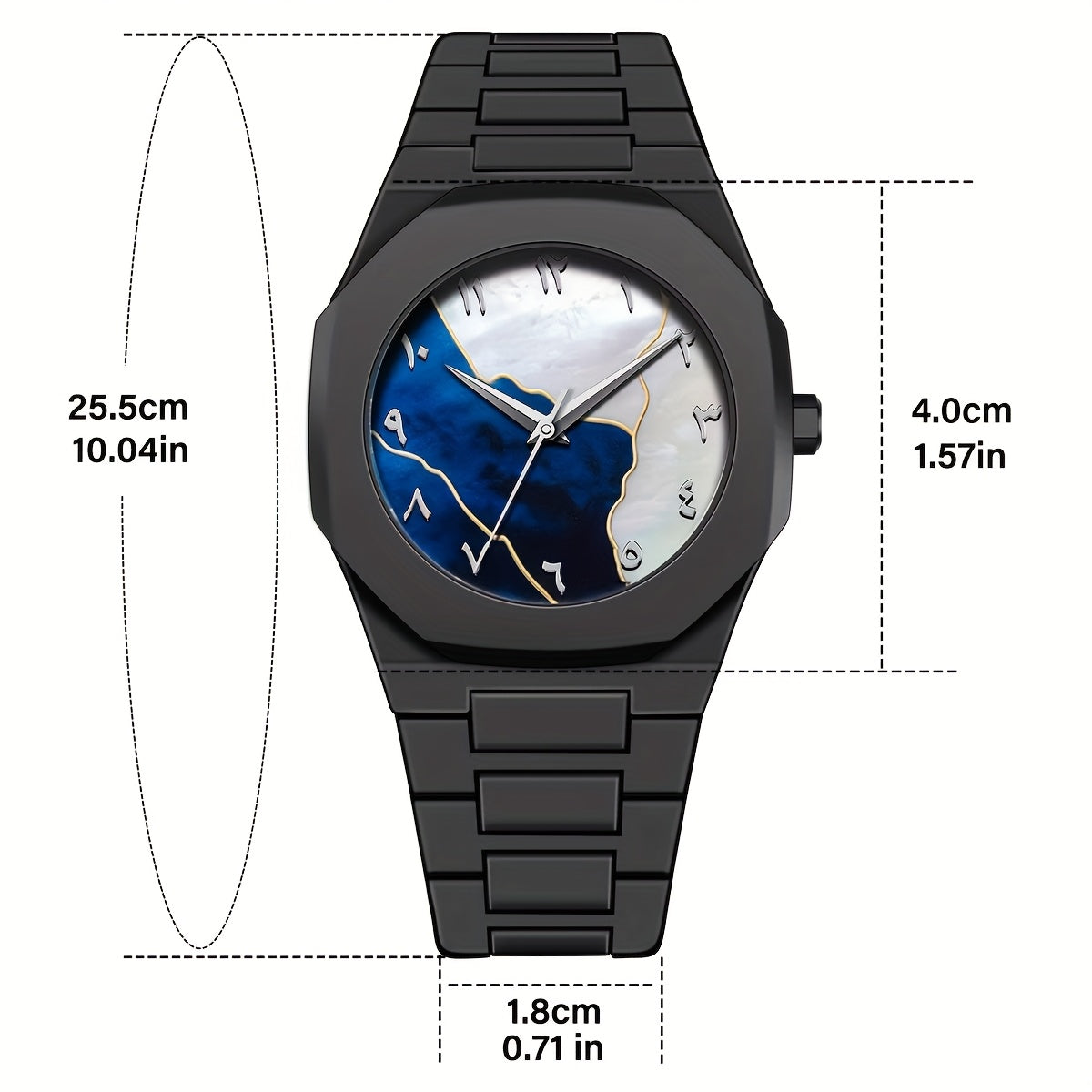 Black Arabic Dial, Durable Comfortable Strap for Casual & Formal Wear