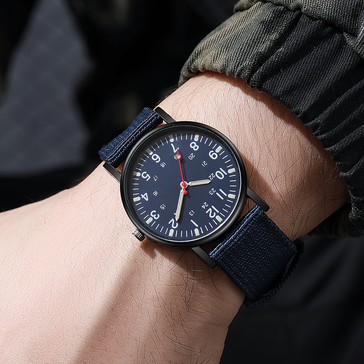 5pcs Men's Nylon Strap Quartz Watch Set