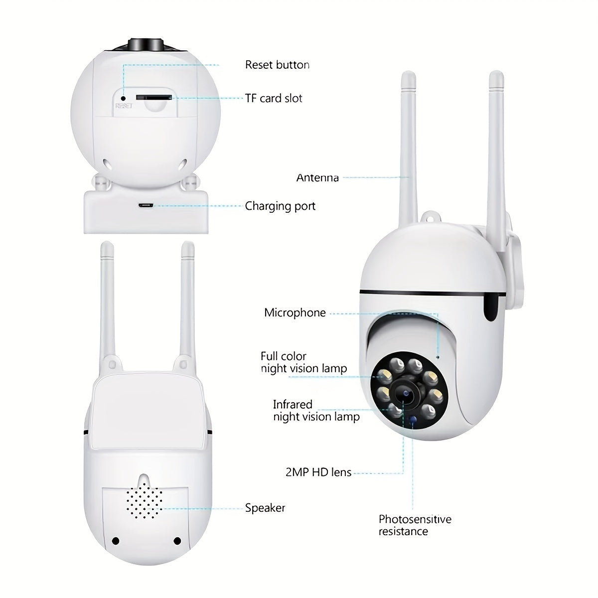 HD Smart Security Camera with Full Color Night Vision