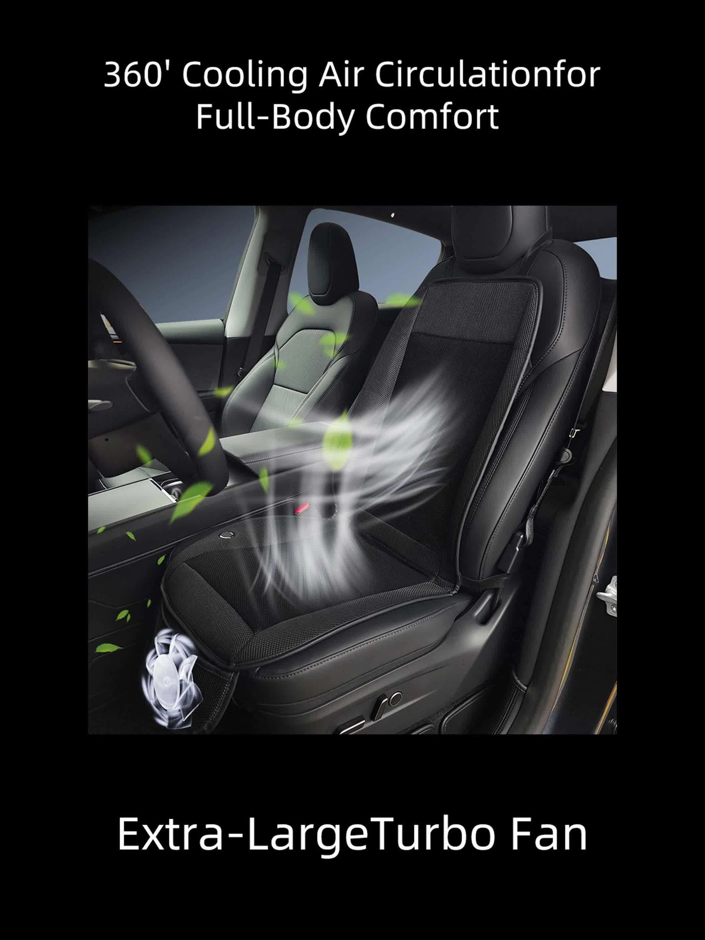 Rapid Cooling Car Seat Cushion with 360° Turbo Fan