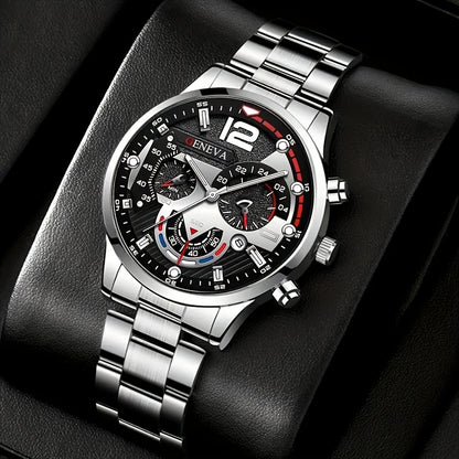 4pcs Men's Fashion Watch Set, Quartz Movement