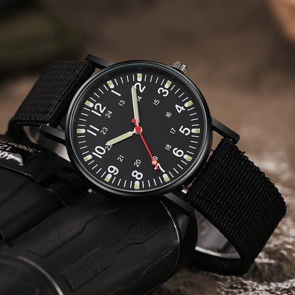 5pcs Men's Nylon Strap Quartz Watch Set