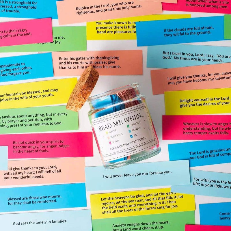 A Quranic verse bottle with 90 inspirational verse notes