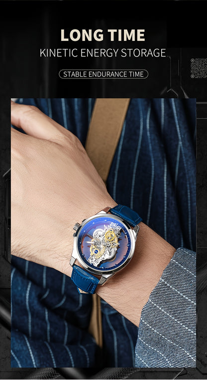 Men's Rose Golden Skeleton Luminous Quartz Watch