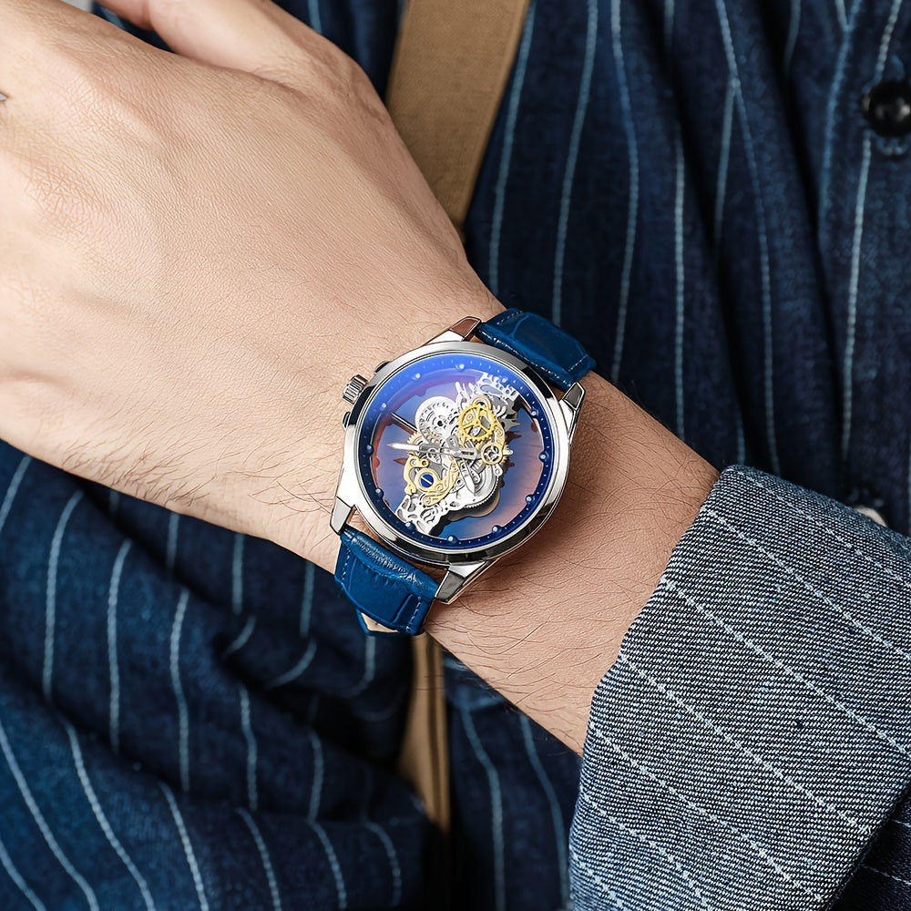 Men's Rose Golden Skeleton Luminous Quartz Watch