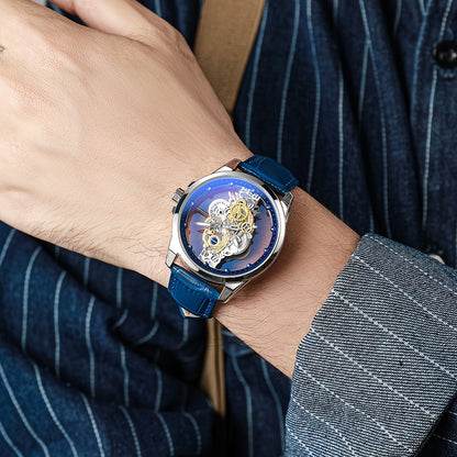 Men's Rose Golden Skeleton Luminous Quartz Watch