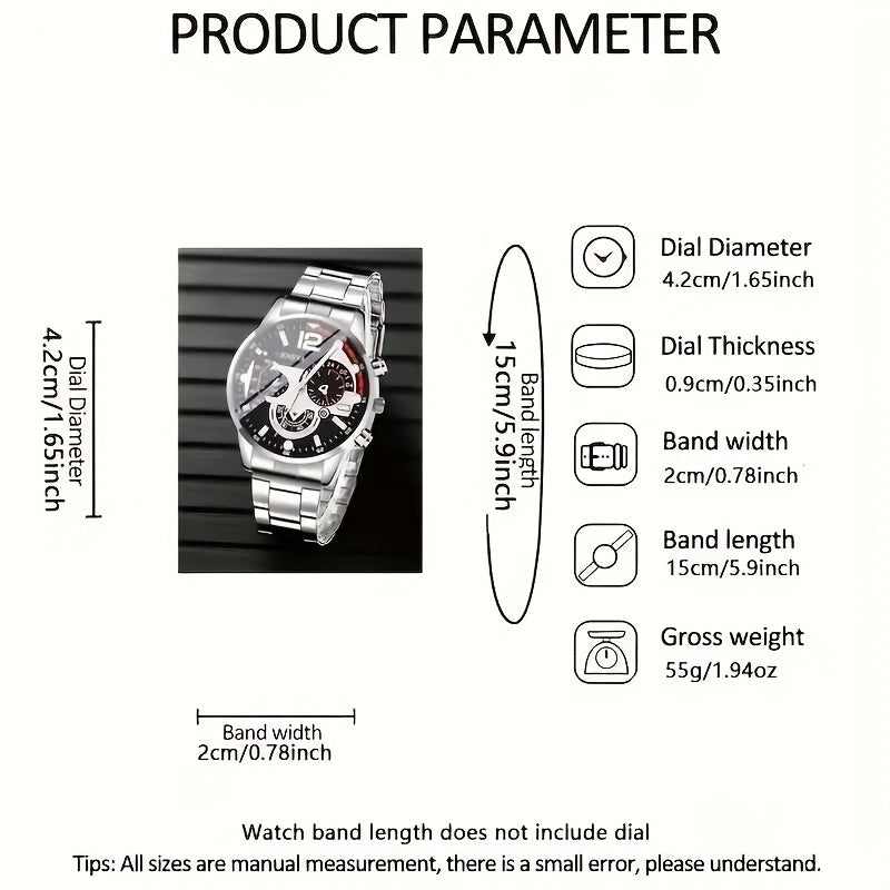 4pcs Men's Fashion Watch Set, Quartz Movement