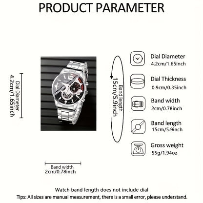 4pcs Men's Fashion Watch Set, Quartz Movement