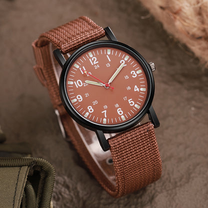 5pcs Men's Nylon Strap Quartz Watch Set