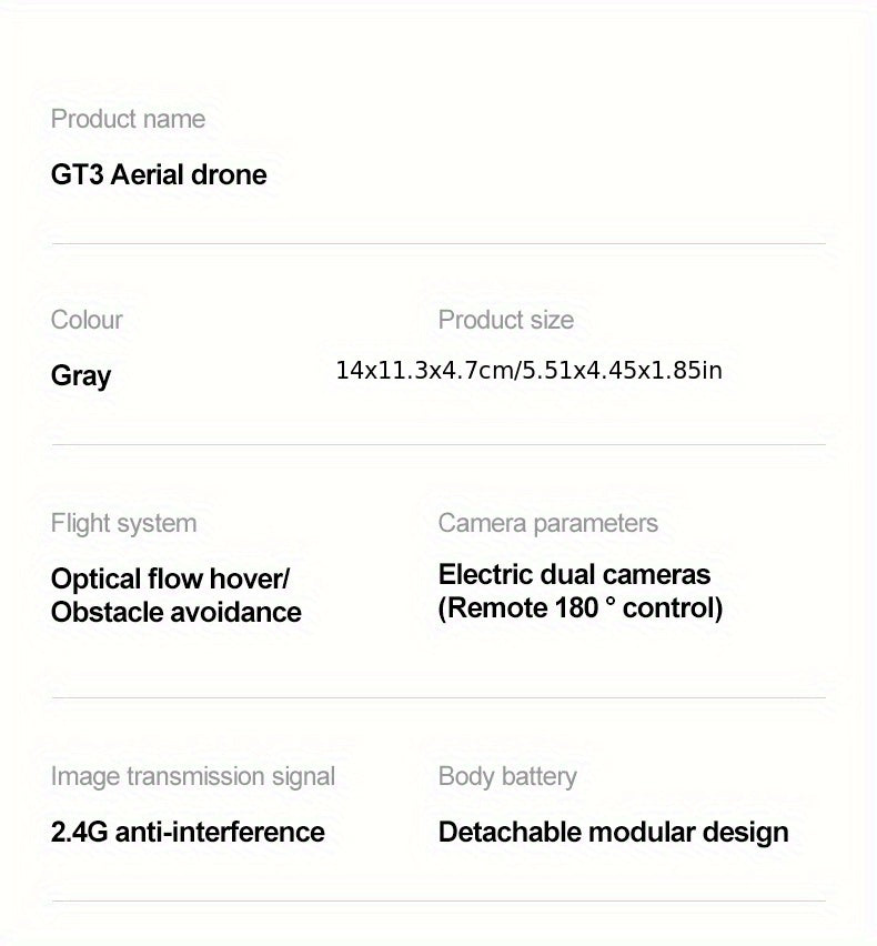 GT3 Drone with HD Dual Camera