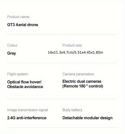 GT3 Drone with HD Dual Camera