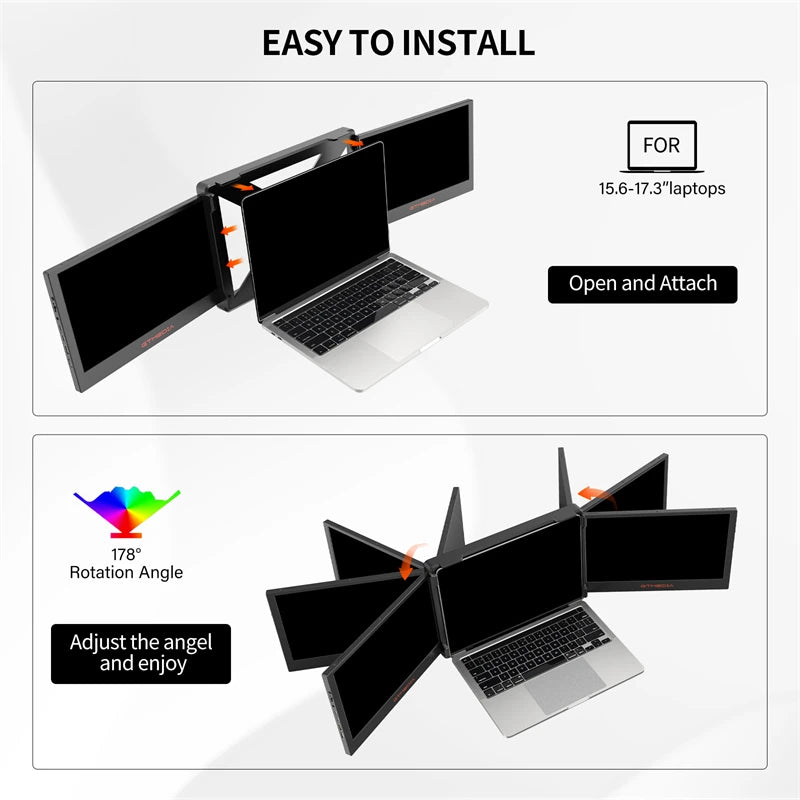 Portable Monitor Laptop Triple Dual Extender Screen