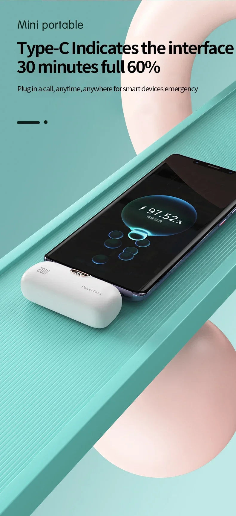 Portable Power Bank for iPhone and Android (5000 MAH)