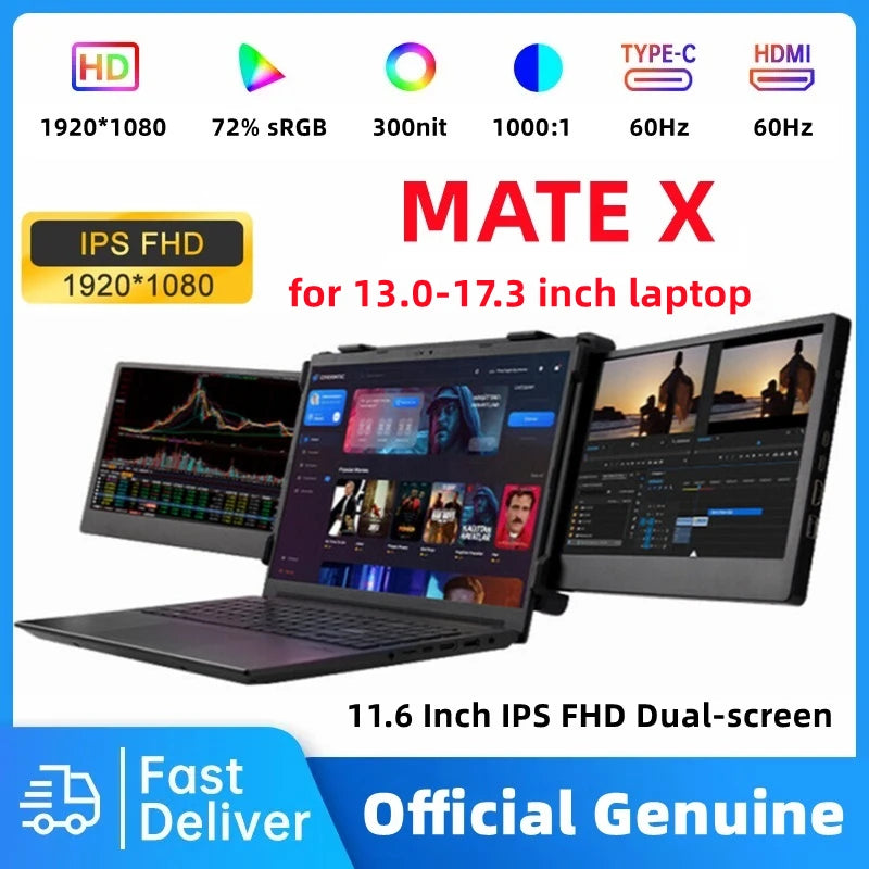 Portable Monitor Laptop Triple Dual Extender Screen