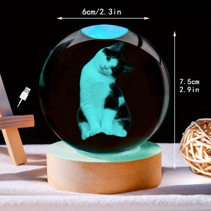 Custom Photo Crystal Glass Sphere with Wooden Base
