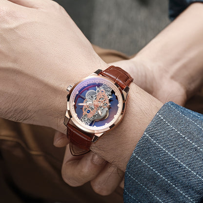 Men's Rose Golden Skeleton Luminous Quartz Watch
