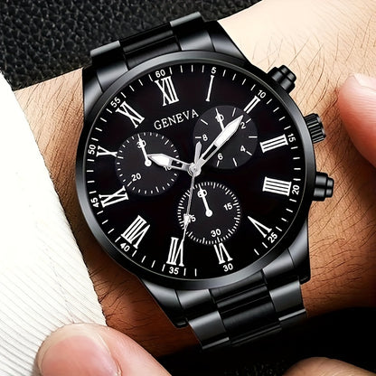 4pcs Men's Fashion Watch Set, Quartz Movement