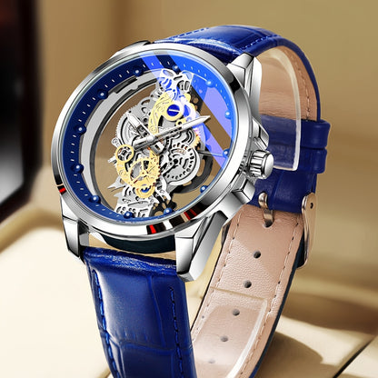 Men's Rose Golden Skeleton Luminous Quartz Watch