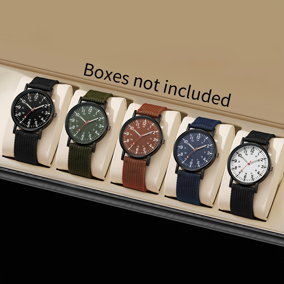 5pcs Men's Nylon Strap Quartz Watch Set