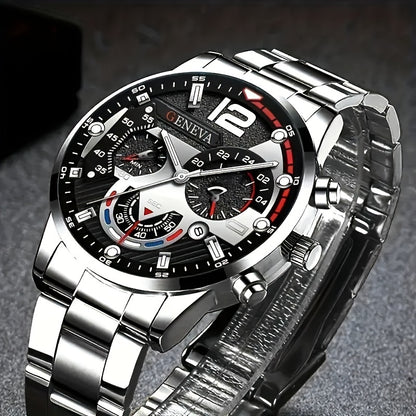 4pcs Men's Fashion Watch Set, Quartz Movement