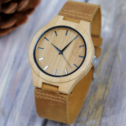 Genuine Leather Strap Men's Quartz Watch