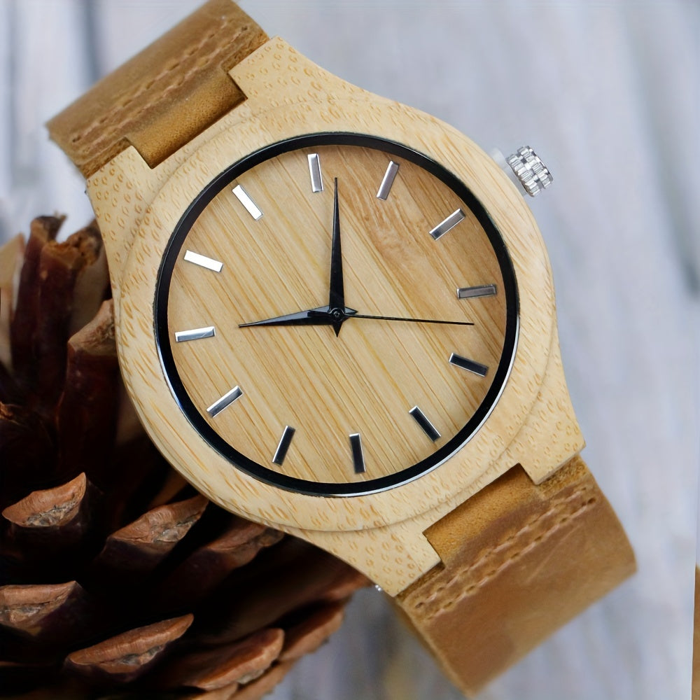 Genuine Leather Strap Men's Quartz Watch