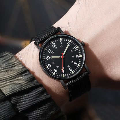5pcs Men's Nylon Strap Quartz Watch Set