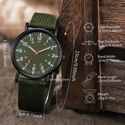 5pcs Men's Nylon Strap Quartz Watch Set
